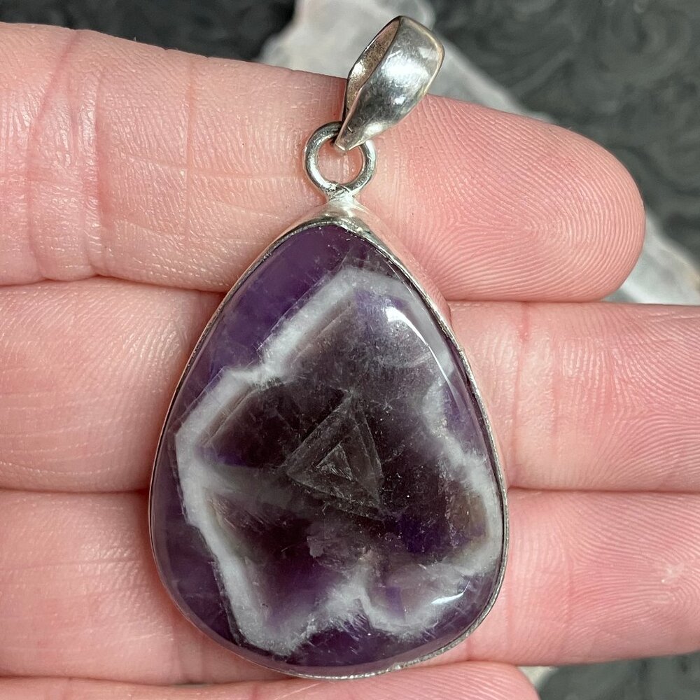 Chevron Amethyst Pendant Stone Crystal Jewelry